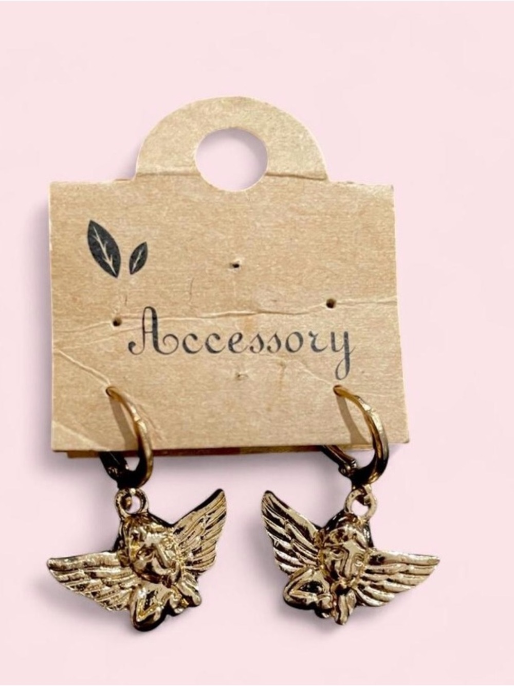 Gold Angel Wing Charm Earrings